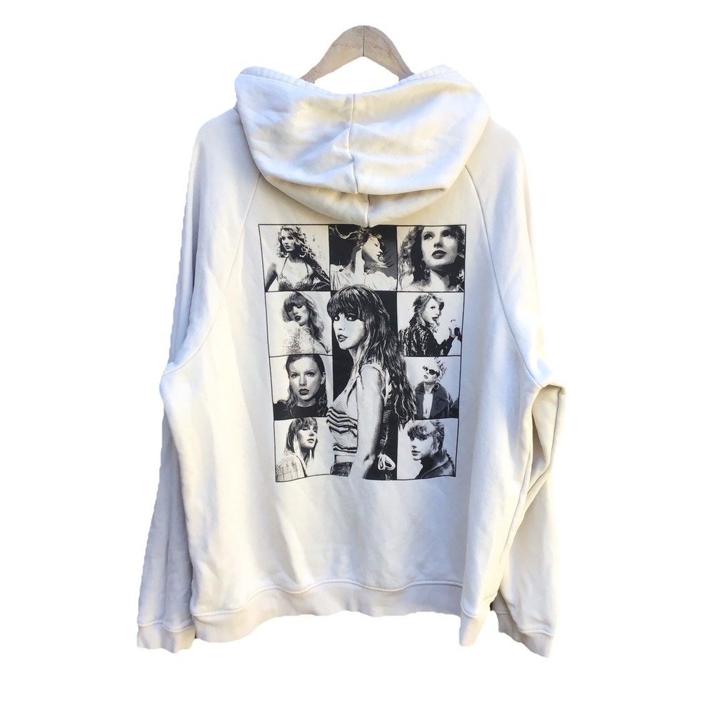Taylor Swift The Eras Tour Oversized Beige Hoodie Large Photo Collage